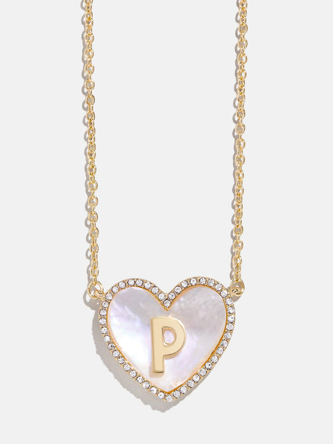 Heart Initial Pendant Necklace - Gold/Pavé