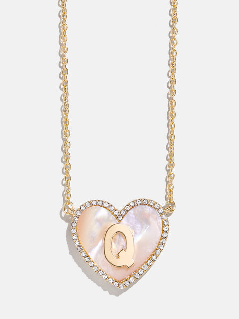 Heart Initial Pendant Necklace - Gold/Pavé