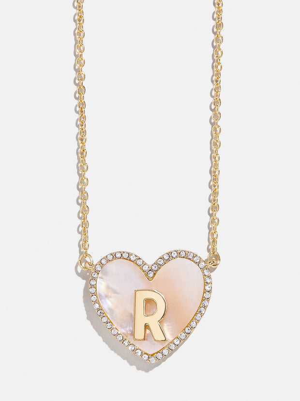 Heart Initial Pendant Necklace - Gold/Pavé