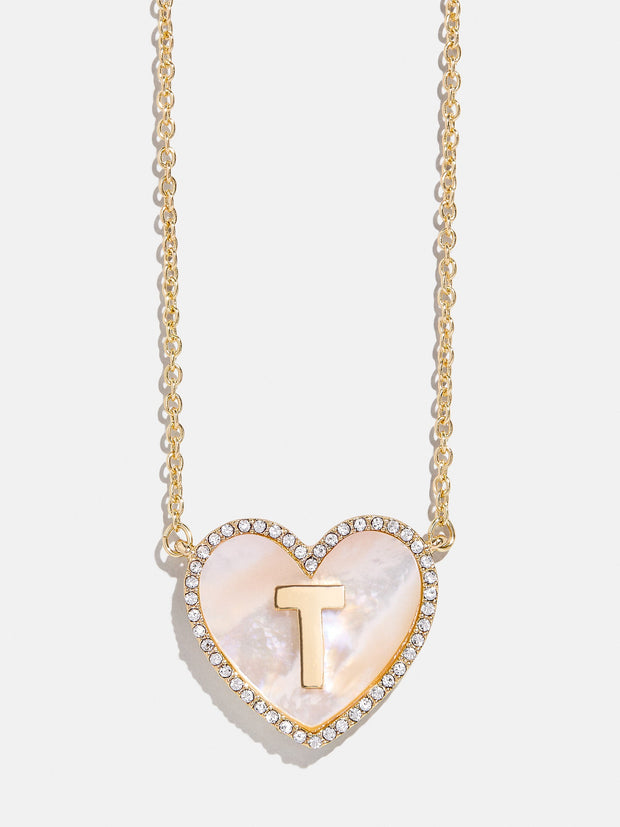 Heart Initial Pendant Necklace - Gold/Pavé