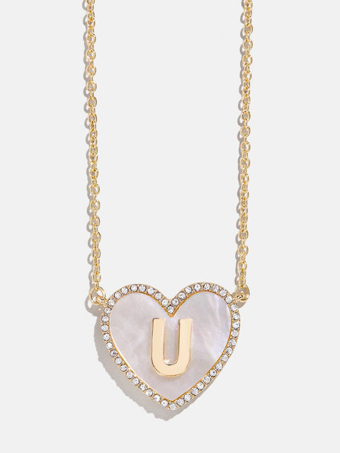 Heart Initial Pendant Necklace - Gold/Pavé