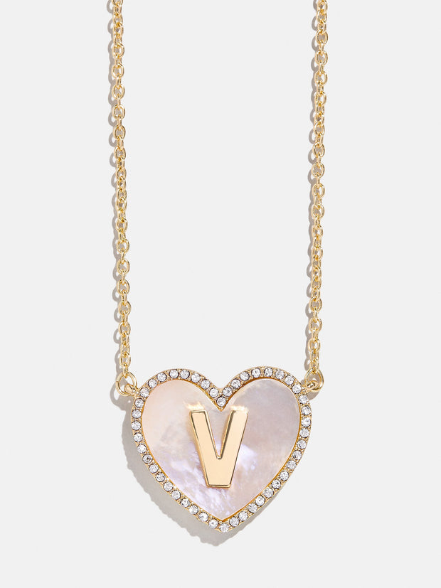 Heart Initial Pendant Necklace - Gold/Pavé