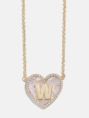 Heart Initial Pendant Necklace - Gold/Pavé