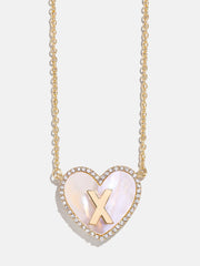 Heart Initial Pendant Necklace - Gold/Pavé