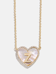 Heart Initial Pendant Necklace - Gold/Pavé