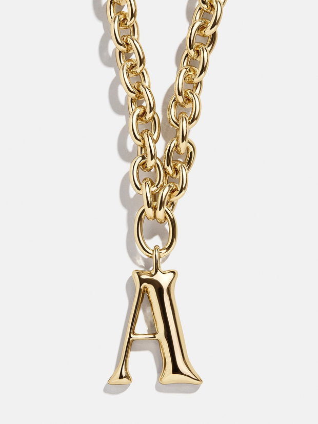 Chunky Chain Initial Necklace - Gold