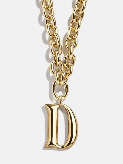 Chunky Chain Initial Necklace - Gold