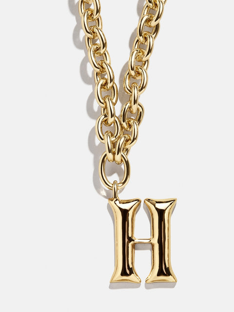 Chunky Chain Initial Necklace - Gold