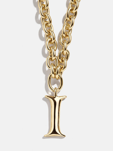 Chunky Chain Initial Necklace - Gold