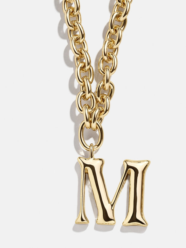 Chunky Chain Initial Necklace - Gold