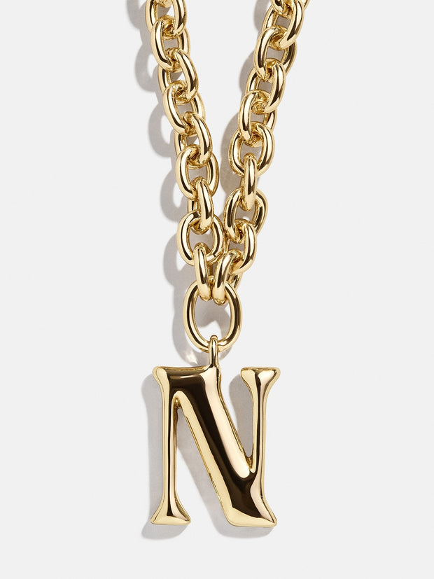 Chunky Chain Initial Necklace - Gold