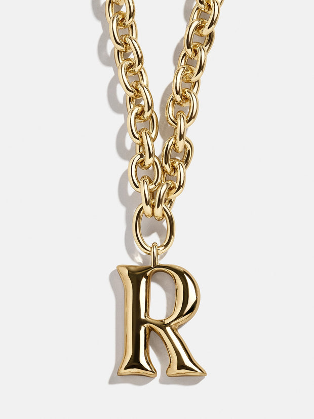 Chunky Chain Initial Necklace - Gold