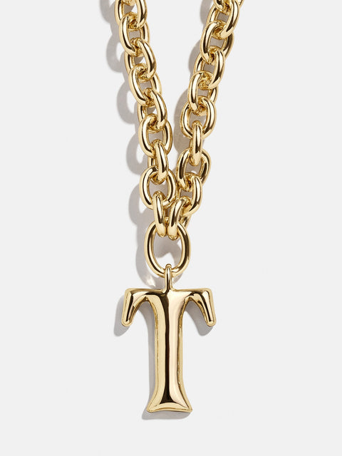 Chunky Chain Initial Necklace - Gold