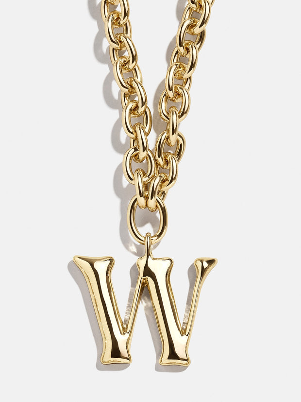 Chunky Chain Initial Necklace - Gold