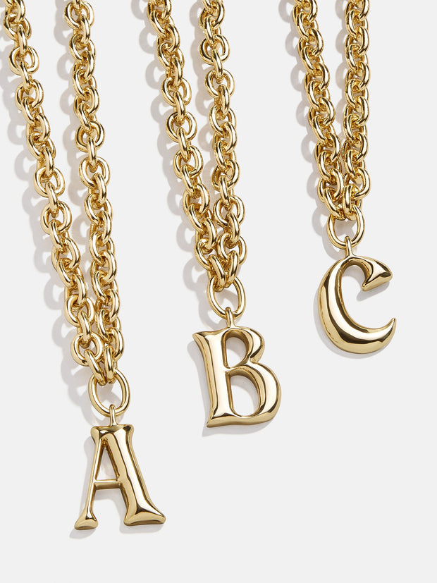 Chunky Chain Initial Necklace - Gold