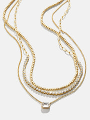 Kenna Layered Necklace - Gold/Pavé