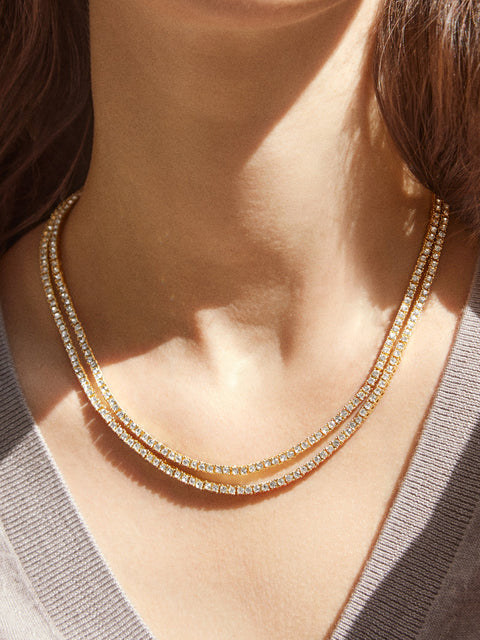 Becca Layered Tennis Necklace - Gold/Pavé