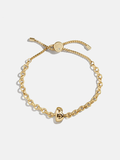 Chunky Chain Initial Bracelet - Gold