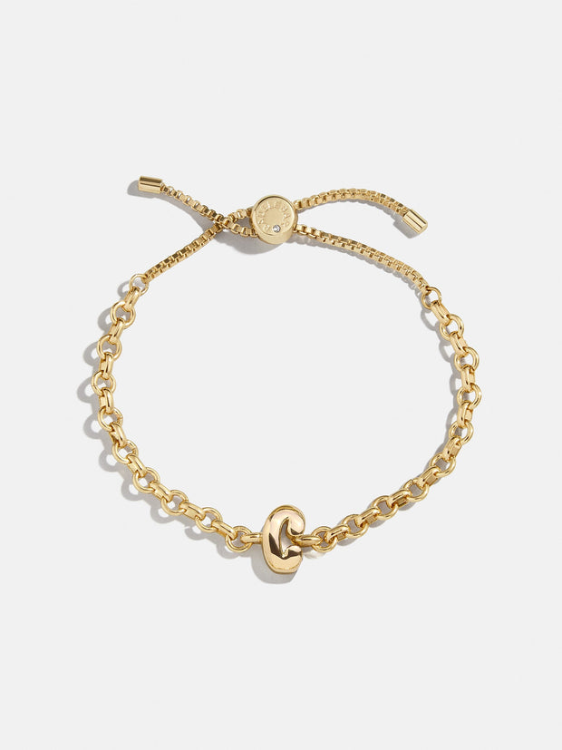 Chunky Chain Initial Bracelet - Gold