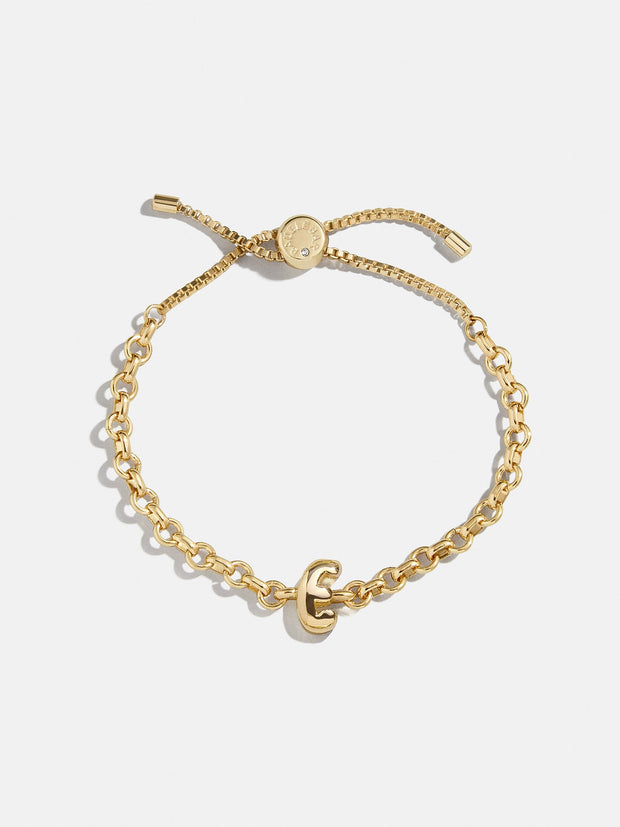 Chunky Chain Initial Bracelet - Gold