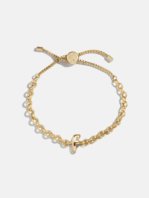 Chunky Chain Initial Bracelet - Gold