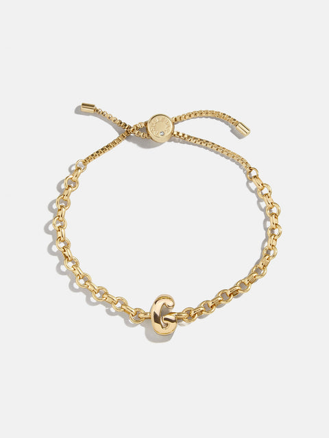 Chunky Chain Initial Bracelet - Gold