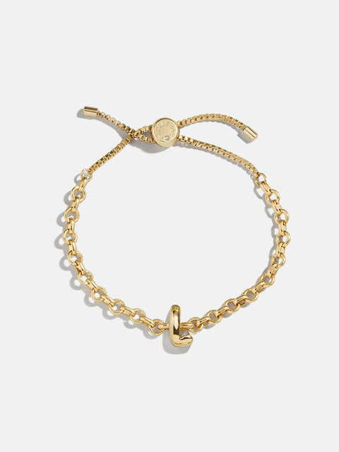 Chunky Chain Initial Bracelet - Gold