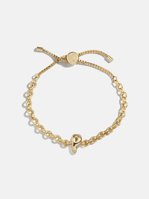 Chunky Chain Initial Bracelet - Gold