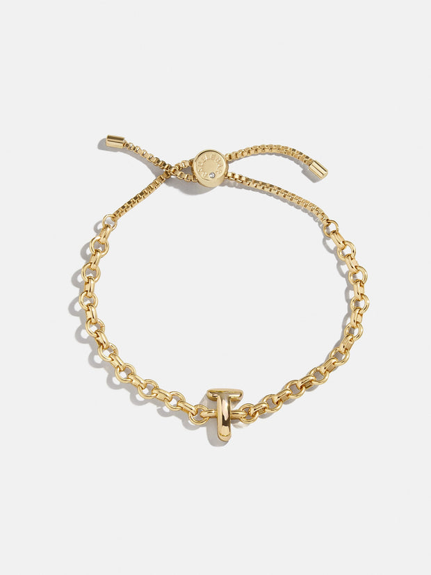 Chunky Chain Initial Bracelet - Gold