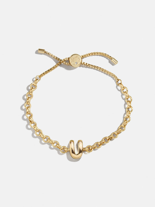 Chunky Chain Initial Bracelet - Gold