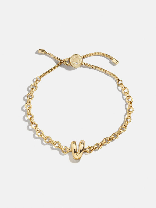 Chunky Chain Initial Bracelet - Gold