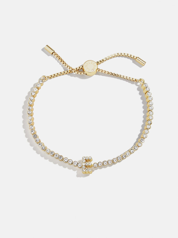 Tennis Initial Bracelet - Gold/Pavé