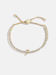 Tennis Initial Bracelet - Gold/Pavé