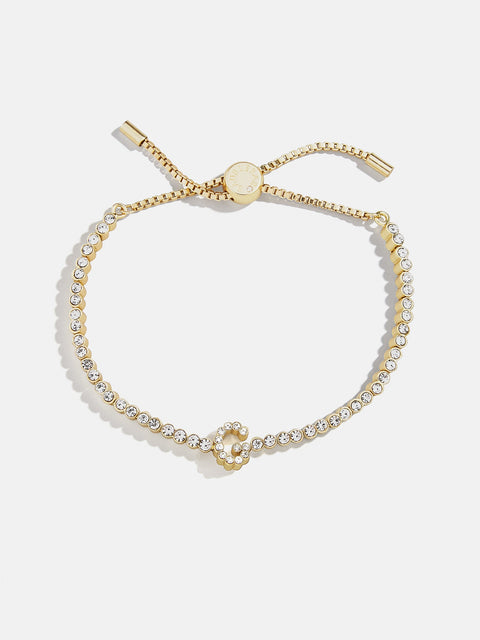 Tennis Initial Bracelet - Gold/Pavé