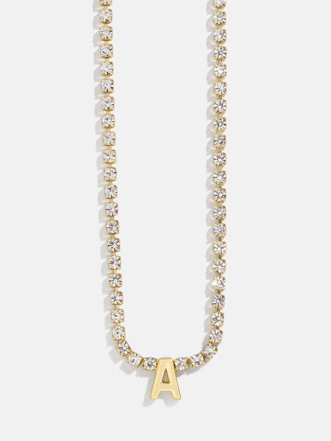 Ruth Initial Tennis Necklace - Gold/Pavé