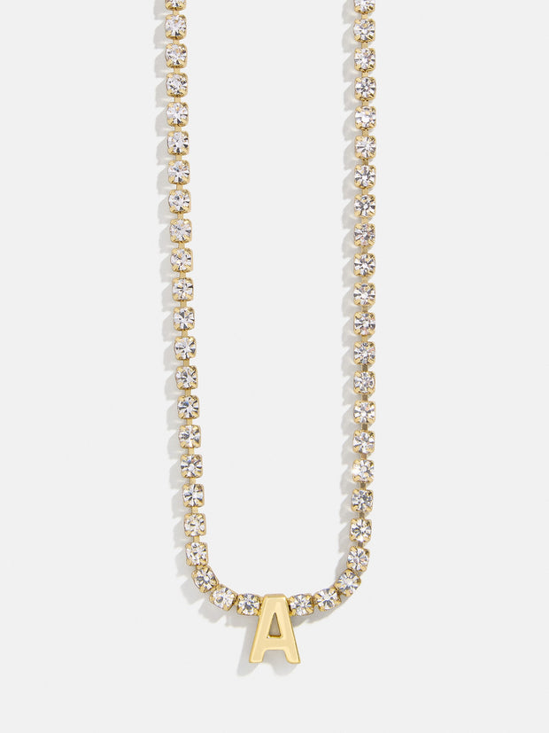 Ruth Initial Tennis Necklace - Gold/Pavé