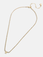 Ruth Initial Tennis Necklace - Gold/Pavé