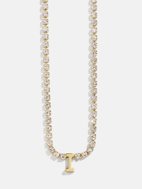 Ruth Initial Tennis Necklace - Gold/Pavé