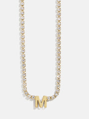 Ruth Initial Tennis Necklace - Gold/Pavé