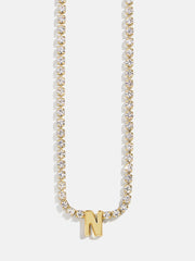 Ruth Initial Tennis Necklace - Gold/Pavé