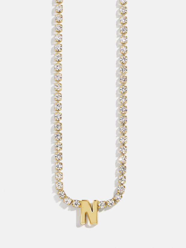 Ruth Initial Tennis Necklace - Gold/Pavé