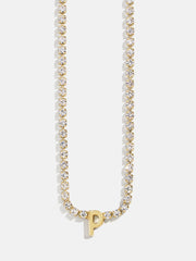 Ruth Initial Tennis Necklace - Gold/Pavé