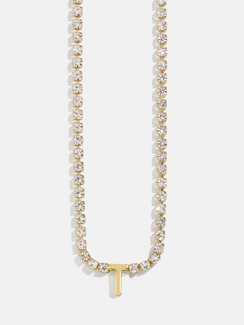 Ruth Initial Tennis Necklace - Gold/Pavé