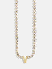 Ruth Initial Tennis Necklace - Gold/Pavé