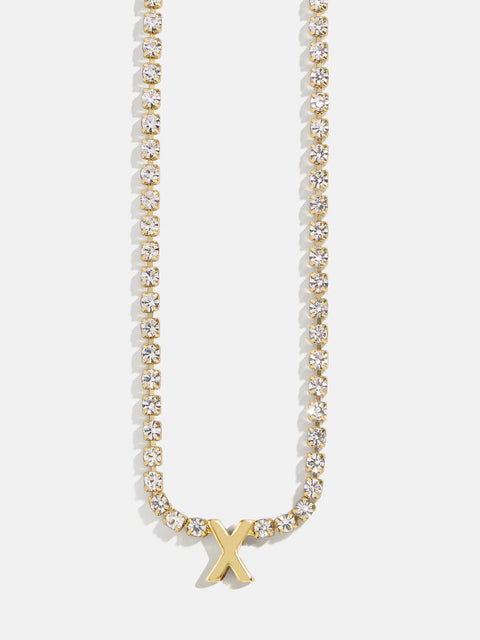 Ruth Initial Tennis Necklace - Gold/Pavé