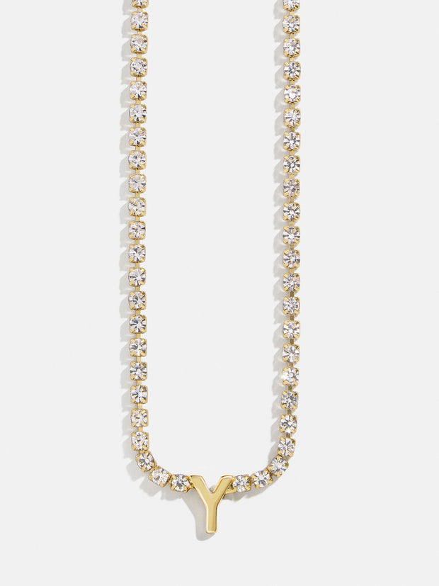 Ruth Initial Tennis Necklace - Gold/Pavé