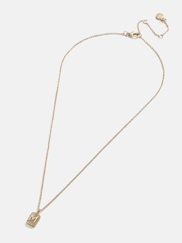 Tina Block Initial Necklace - Gold/Pavé