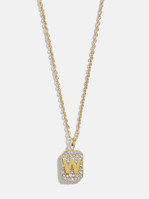 Tina Block Initial Necklace - Gold/Pavé