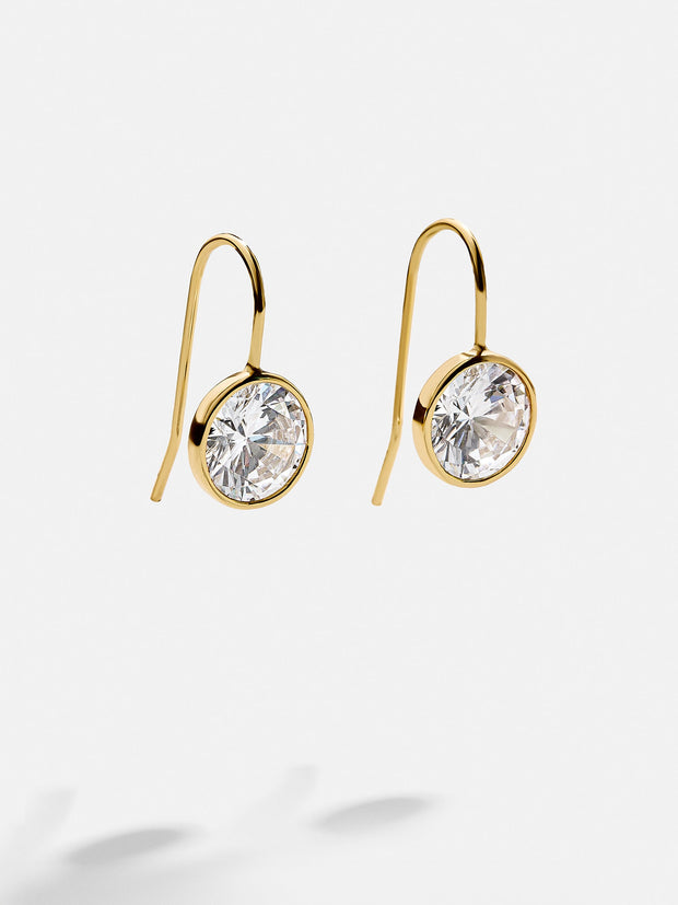 Fallon 18K Gold Bezel Earrings - Gold/Pavé