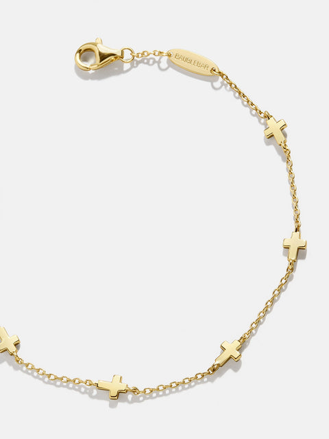 18K Gold Cross Bracelet - Cross